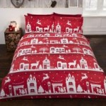 Rapport Home Red Reindeer Road 100% Brushed Cotton Duvet Cover and Pillowcase Set Red
