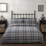 Rapport Home Campbell Check Black 100% Brushed Cotton Duvet Cover and Pillowcase Set Grey