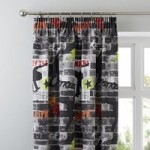 Luv Designs Tricks Pencil Pleat Curtains Black/Multi-Coloured