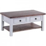 Priory Grey Coffee Table with Drawers Grey/Natural