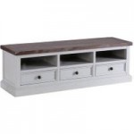 Priory White TV Stand Grey/Natural