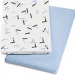 Snuz Crib Pack of Two Geo Mono Blue Fitted Sheets Blue