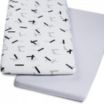 Snuz Crib Pack of Two Geo Mono White Fitted Sheets Grey
