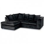 Michigan Velvet Left Hand Corner Sofa Black