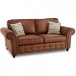Oakland Faux Leather 3 Seater Sofa Brown