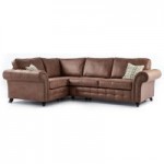 Oakland Left Hand Faux Leather Corner Sofa Brown