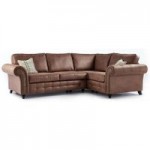 Oakland Right Hand Faux Leather Corner Sofa Brown
