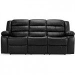 Whitfield 3 Seater Leather Reclining Sofa Black