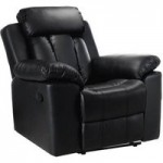 Cranbrook Leather Reclining Armchair – Black Black