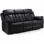 Cranbrook 3 Seater Leather Reclining Sofa Black