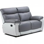 Duo Lexi 2 Seater Leather Recliner Sofa Grey