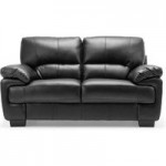 Lisbon 2 Seater Leather Sofa Black