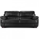 Lisbon 3 Seater Leather Sofa Black