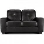 Roma 2 Seater Leather Sofa Black