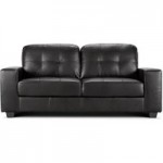 Roma 3 Seater Leather Sofa Black