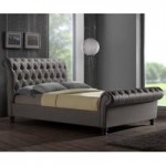 Castello Grey Sleigh Fabric Bed Frame Grey