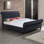 Castello Charcoal Sleigh Fabric Bed Frame Black