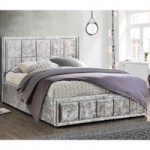 Hannover Steel Crushed Velvet Ottoman Bed Grey