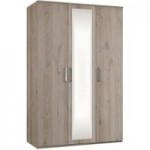 Minnesota Oak 3 Door Mirrored Wardrobe Natural