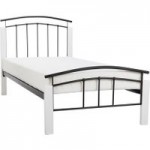 Serene Tetras Metal and Wooden Bed Frame in White and Black Black/White