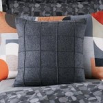 Elements Grey Felt Stitch Cushion Grey