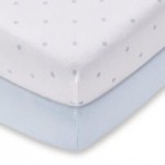 Pack of 2 Blue 100% Cotton Jersey Cot Fitted Sheets Blue