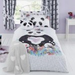 Panda Duvet Cover and Pillowcase Set Grey