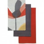Elements Pack Of 3 Blomma Tea Towels Red, Black and Grey
