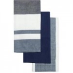 Zen Stripe Pack Of 3 Tea Towels Blue