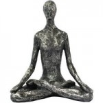Silver Sitting Yoga Lady Sculpture Silver