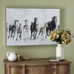 Horses Framed Canvas Black & White