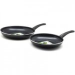 GreenChef Set Of 2 Soft Grips Frying Pans Black