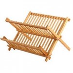 Bamboo Folding Dish Drainer Natural