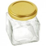 Pack Of Six Glass Square 130ml Screw Lid Jars Clear