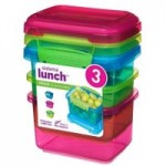 Pack of 3 Sistema 400ml Plastic Lunch Boxes Multi coloured