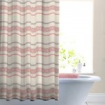 Tevah Banded Shower Curtain Coral