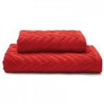 Chevron Sculptured Amber Towel Amber (Red)