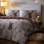 Portfolio Home Tartan Stag Natural Duvet Cover and Pillowcase Set Beige