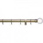 Ribbed Glass Antique Brass Extendable Curtain Pole Dia. 28mm Satin Steel