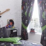 Portfolio Home Kids Club Guitar Rock Pencil Pleat Curtains Black