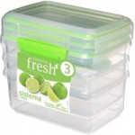 Sistema 1L Pack of 3 Klip It Plastic Lunch Boxes Clear