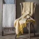 Herringbone Ochre Faux Mohair Throw Yellow