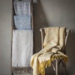 Herringbone Taupe Faux Mohair Throw Natural