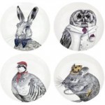 Set Of 4 Forest Friends Side Plates White