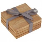 Pack Of 4 Rubberwood Coasters Wood