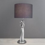 Loving Couple Silver Table Lamp Grey