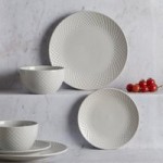 Quilted Grey 12 Piece Dinner Set Grey