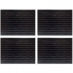 Pack Of Four Black Mock Crock Faux Leather Placemats Black