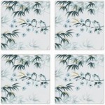 Pack Of Four Oriental Bird Square Placemats Blue