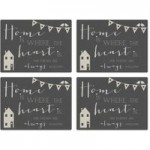 Pack Of Four Grey Slogan House Placemats Grey